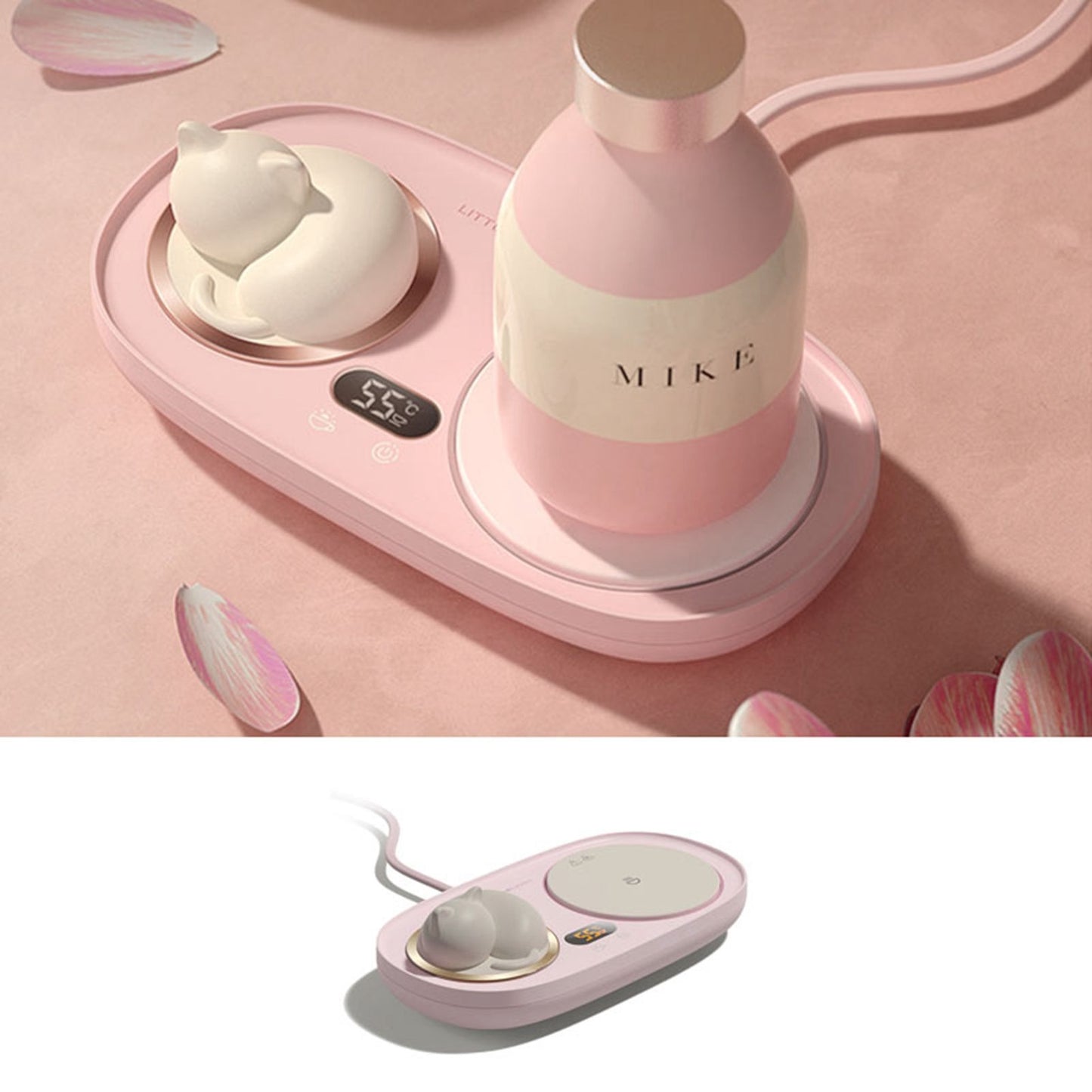 Intelligent Mug Warmer Coaster 55 Degrees Celsius Constant Temperature Cup Heating Mat Pad for Working Pink