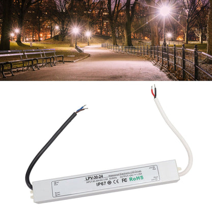 LED Driver IP67 Waterproof 24V Low Voltage Output Power Supply Transformer Adapter for Lamp Security Camera 85‑264V LPV 30W 24V 1.25A