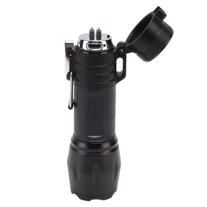 Electric Lighter Waterproof Windproof Aluminum Alloy Portable Lighter with Flashlight 3.7v Black