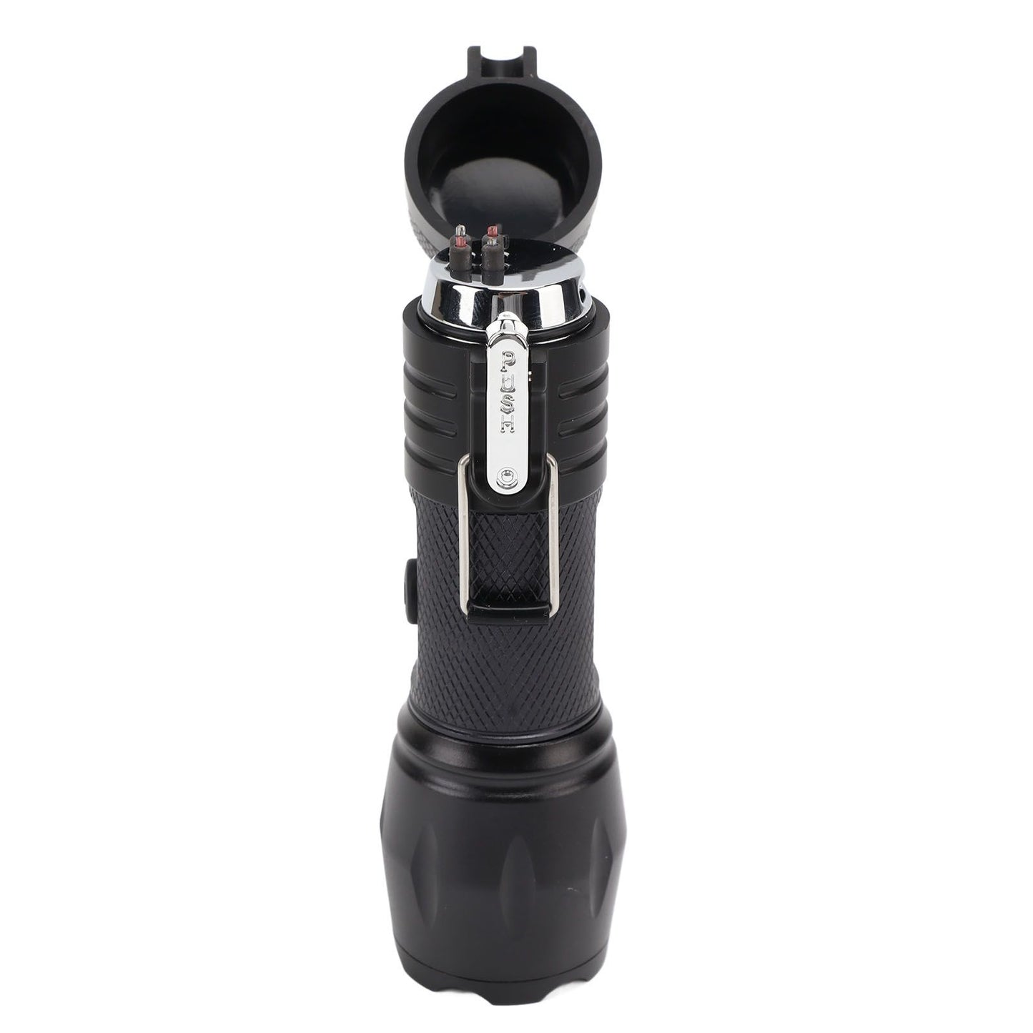 Electric Lighter Waterproof Windproof Aluminum Alloy Portable Lighter with Flashlight 3.7v Black