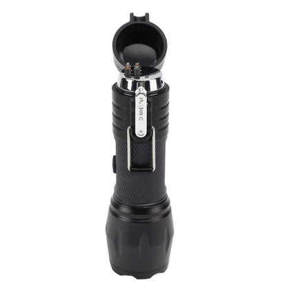 Electric Lighter Waterproof Windproof Aluminum Alloy Portable Lighter with Flashlight 3.7v Black