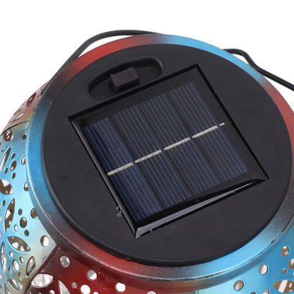 Hanging Solar Lantern Retro Hollowed Fire Balloon Style Warm Romatic Garden Solar Light for Outdoor Camping Backyard