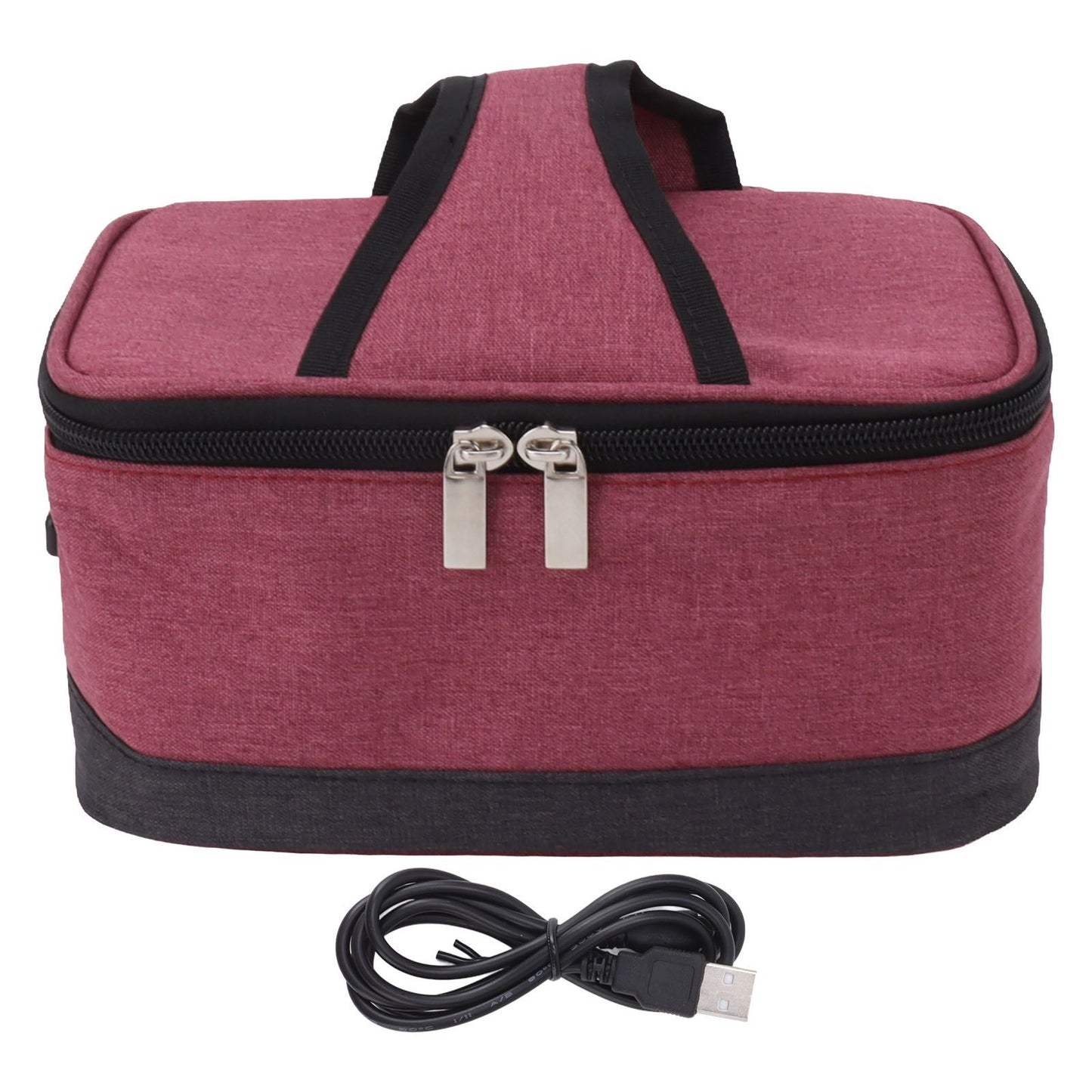USB Heating Insulation Bag Portable Electric Heating Food Container Constant Temperature Heating Bag for Outdoor Wine Red