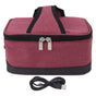 USB Heating Insulation Bag Portable Electric Heating Food Container Constant Temperature Heating Bag for Outdoor Wine Red