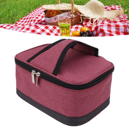 USB Heating Insulation Bag Portable Electric Heating Food Container Constant Temperature Heating Bag for Outdoor Wine Red