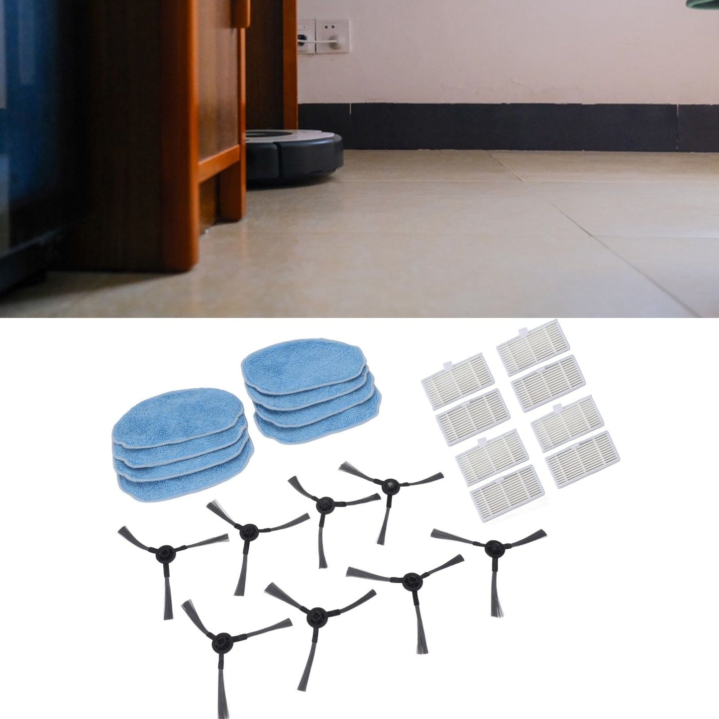 Robotic Vacuum Cleaner Accessories Kit Mop Cloth Side Brush Filter Parts Replacement For Mannv BR150 BR151