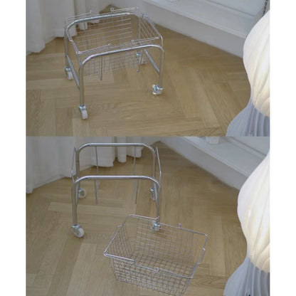 Storage Basket Convenient High Load Bearing Capacity for Bedroom Kitchen Dormitory Supplies Plastic Rolling Wheel + Storage Basket