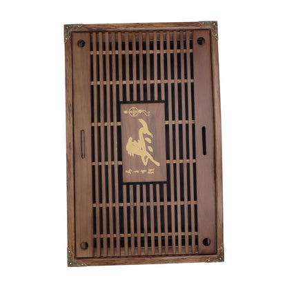 Water Storage Tea Tray with Drainage Tool Hose Non Fading Water Drainage Tea Serving Tray for Home Type A Light Black