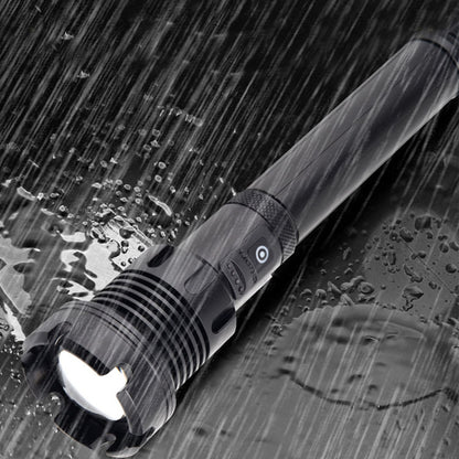 LED Flashlight with COB USB Charging Zoomable Telescopic Flashlight Red White Portable Light