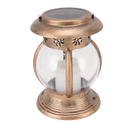 Brass Color Courtyard Solar Powered Hanging Lantern Light IP44 Waterproof Garden LED Lantern Lamp for Yard