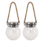 2Pcs Solar Glass Ball Waterproof Automatic LED Rotating Cracked Lantern Light for Lawn Terrace Outdoor