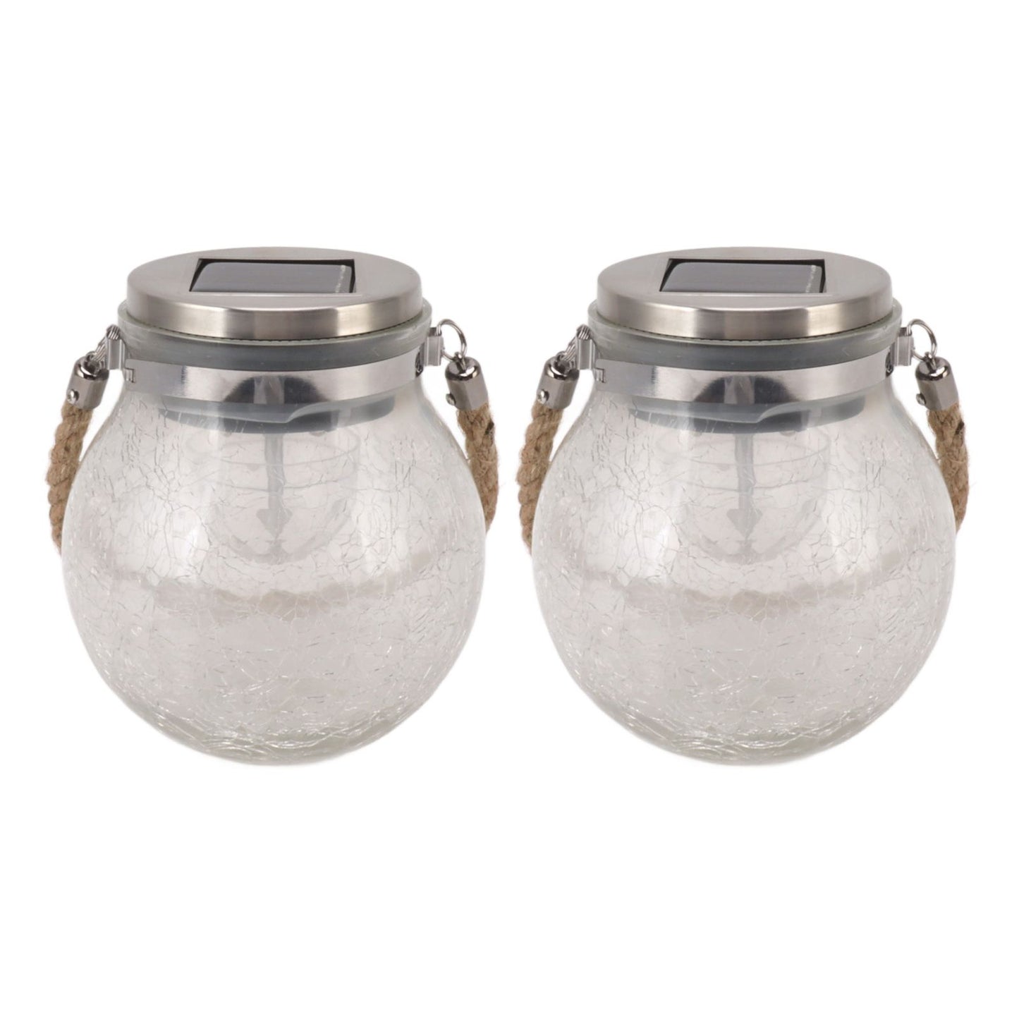 2Pcs Solar Glass Ball Waterproof Automatic LED Rotating Cracked Lantern Light for Lawn Terrace Outdoor