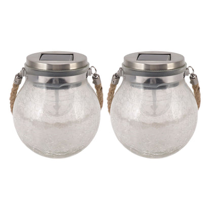 2Pcs Solar Glass Ball Waterproof Automatic LED Rotating Cracked Lantern Light for Lawn Terrace Outdoor