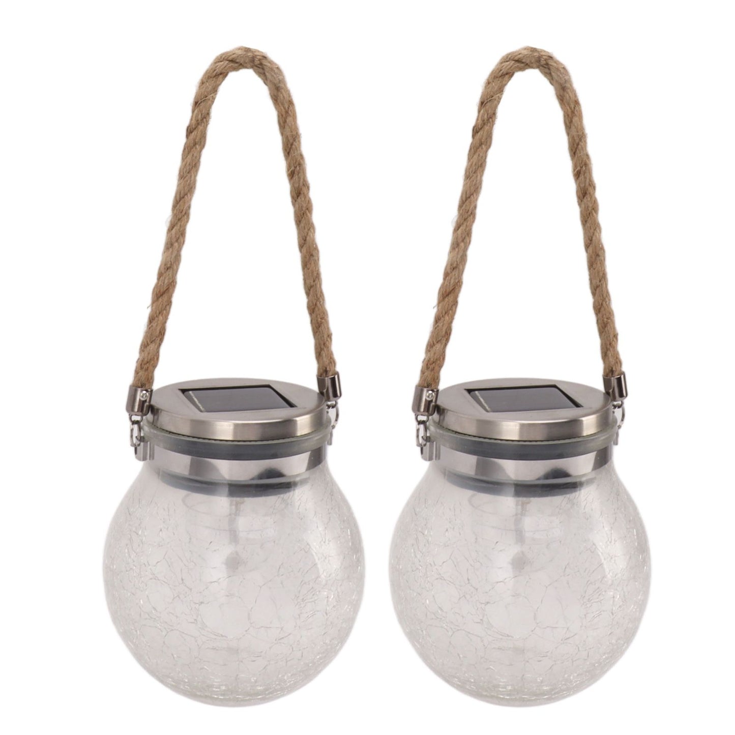 2Pcs Solar Glass Ball Waterproof Automatic LED Rotating Cracked Lantern Light for Lawn Terrace Outdoor