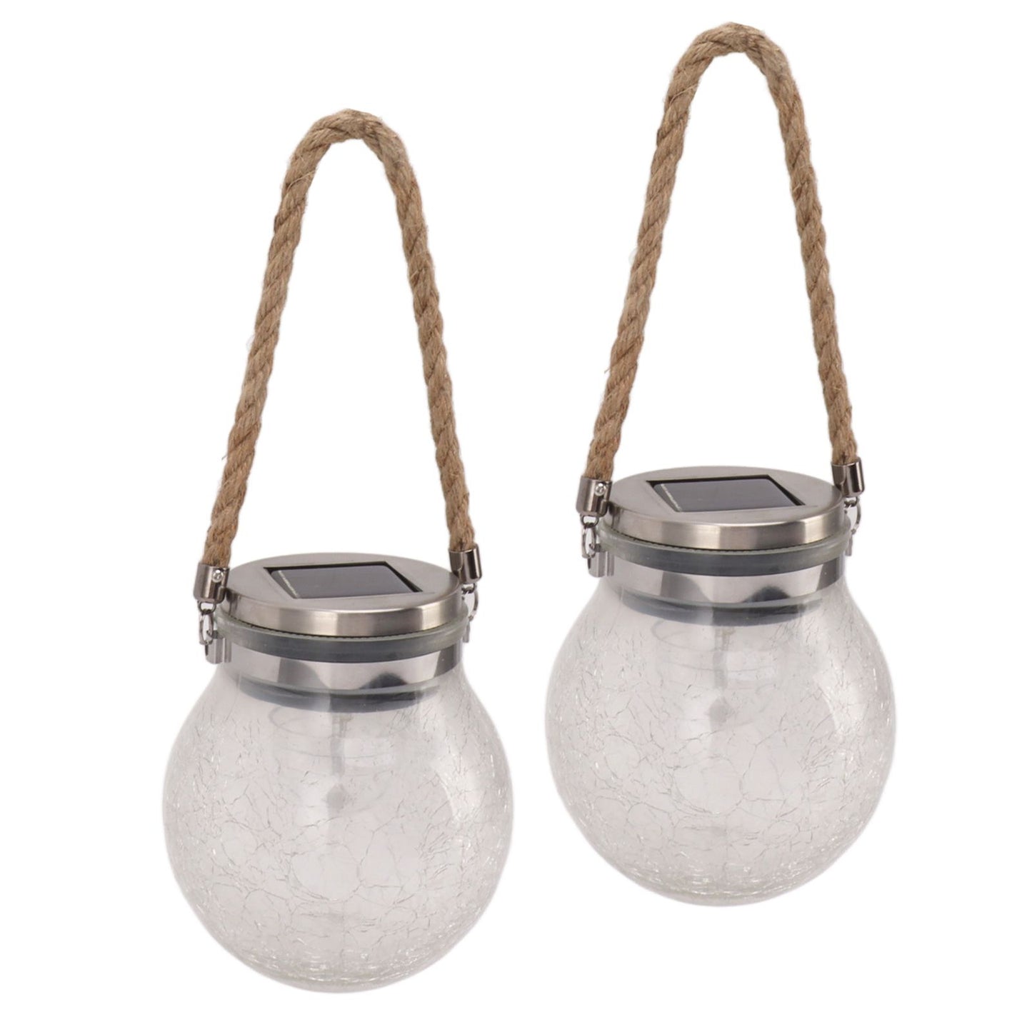 2Pcs Solar Glass Ball Waterproof Automatic LED Rotating Cracked Lantern Light for Lawn Terrace Outdoor