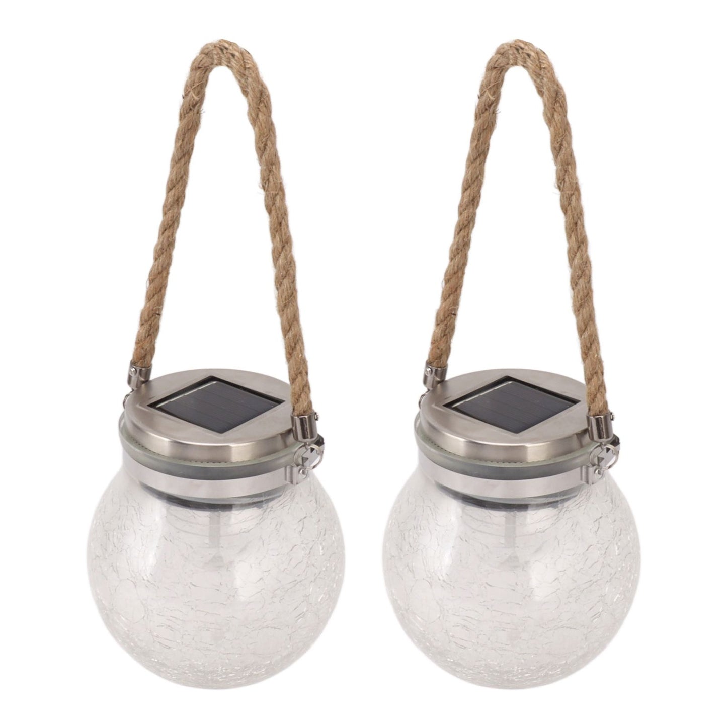 2Pcs Solar Glass Ball Waterproof Automatic LED Rotating Cracked Lantern Light for Lawn Terrace Outdoor
