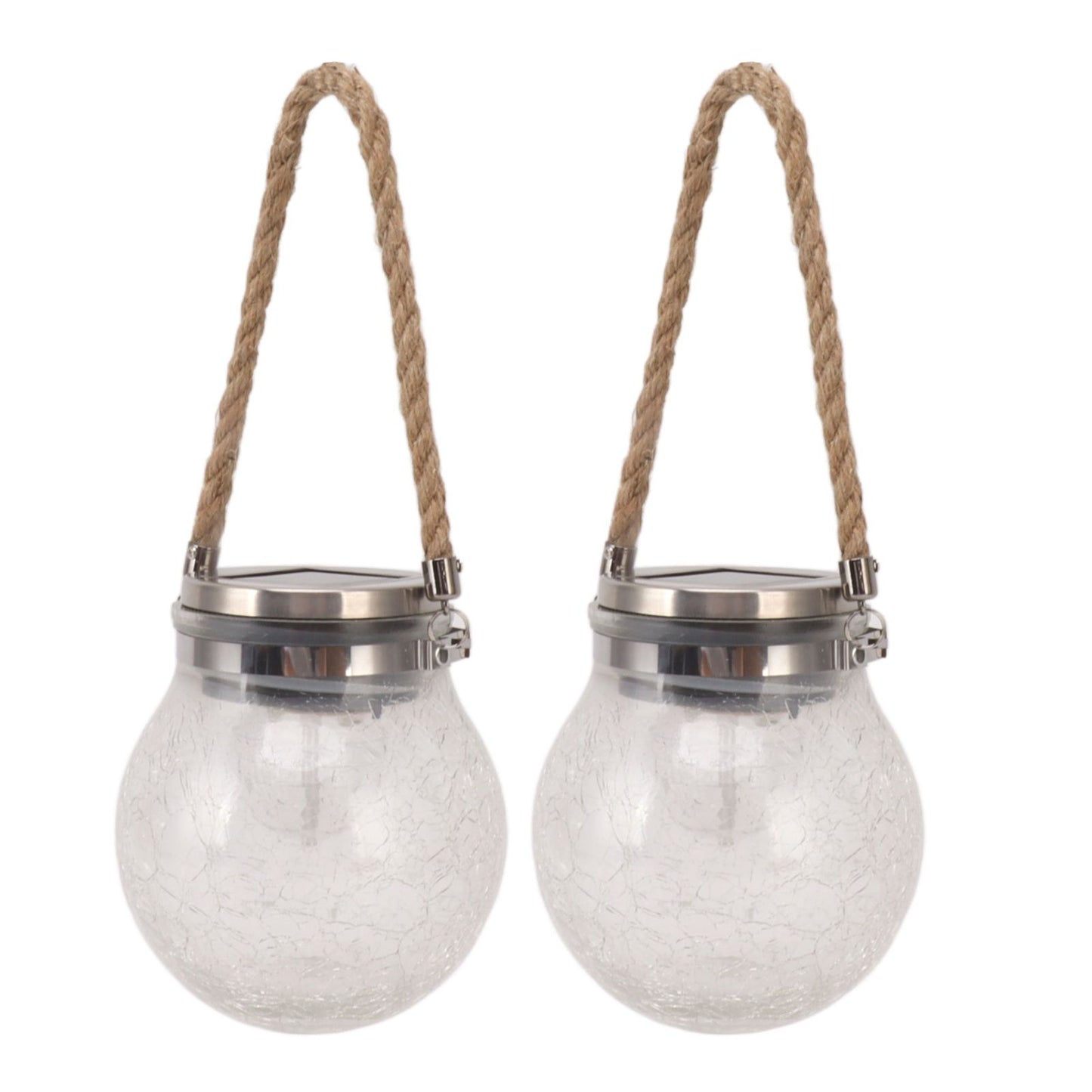 2Pcs Solar Glass Ball Waterproof Automatic LED Rotating Cracked Lantern Light for Lawn Terrace Outdoor