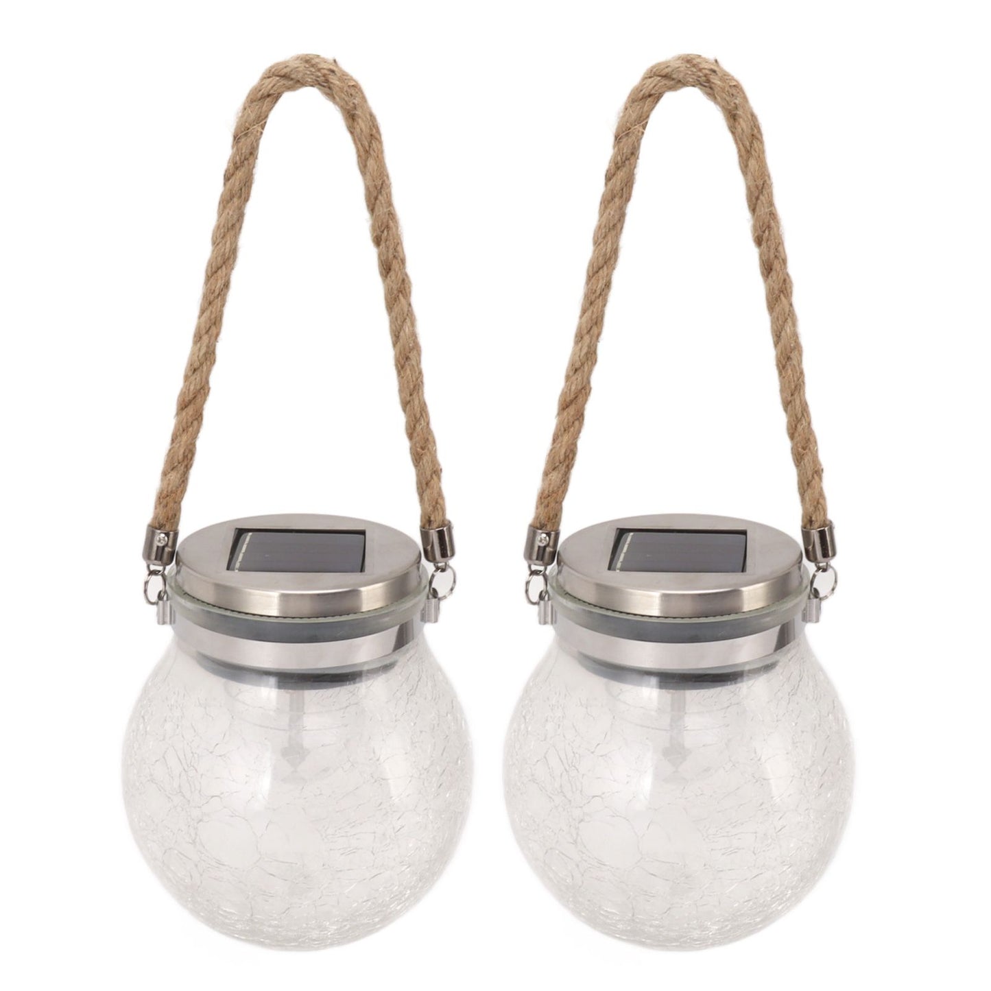 2Pcs Solar Glass Ball Waterproof Automatic LED Rotating Cracked Lantern Light for Lawn Terrace Outdoor