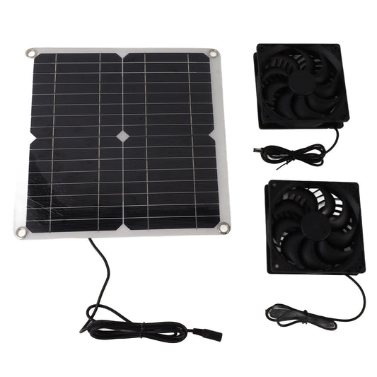 12W 12V Solar Panel Powered Fan Efficient Energy Conversion Solar Panel Dual Fan Kit