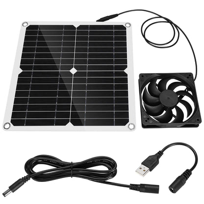 12W 12V Solar Panel Powered Fan Efficient Energy Conversion Solar Panel Dual Fan Kit