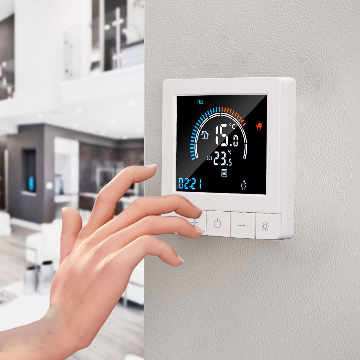 Programmable Smart Thermostat Electric Heating Smart Thermostat Digital LCD Display Temperature Controller for Home Hotels AC 90V‑240V 16A Regular Style