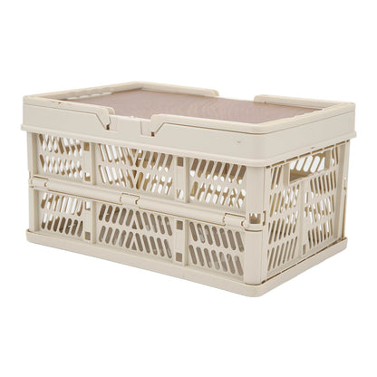 Camping Picnic Basket Foldable Large Capacity Multifunction Handheld Camping Storage Basket Camping Storage Box Grey White S