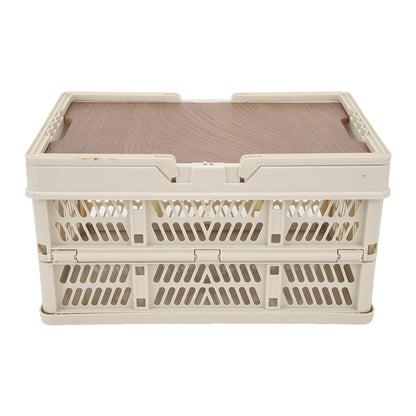 Camping Picnic Basket Foldable Large Capacity Multifunction Handheld Camping Storage Basket Camping Storage Box Grey White M