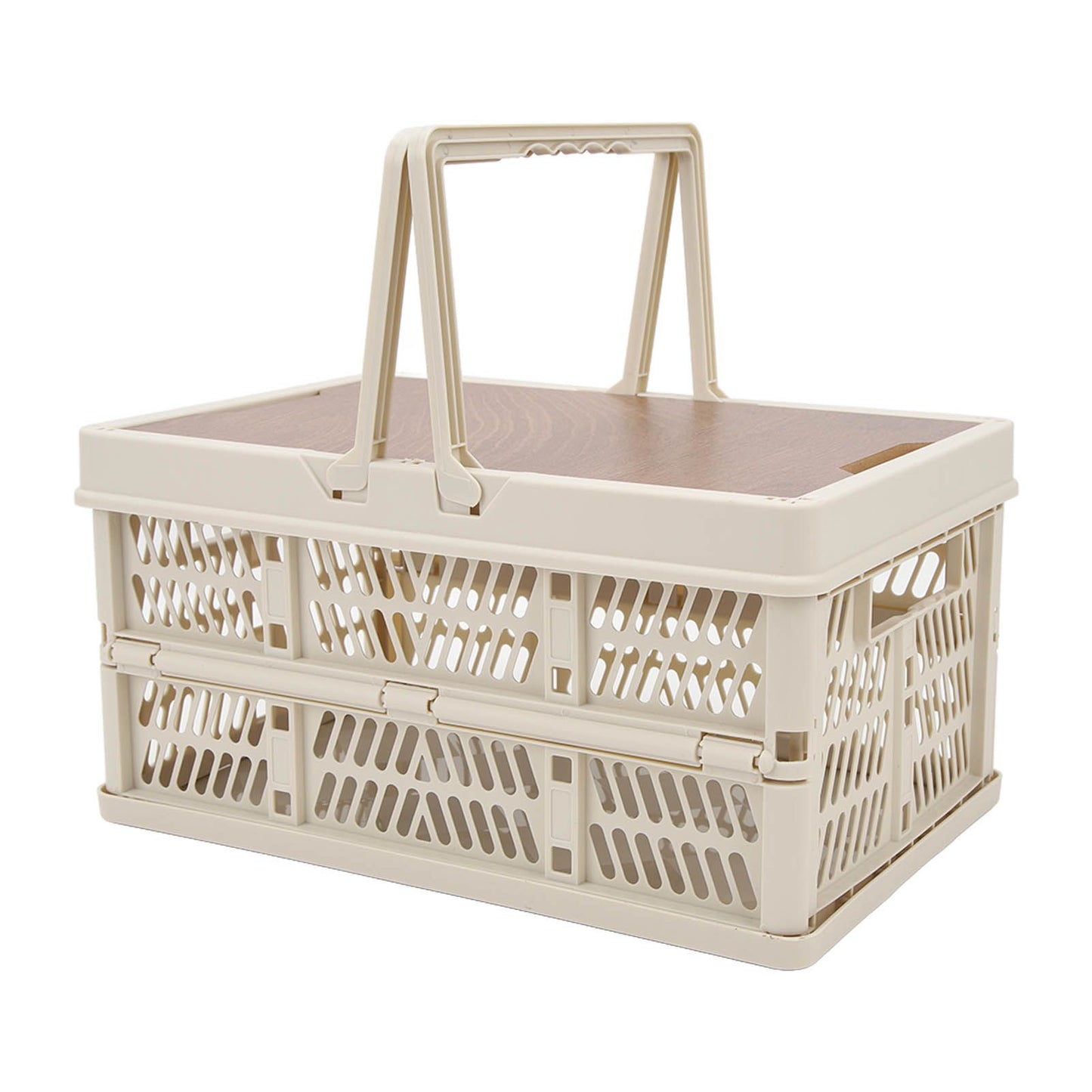 Camping Picnic Basket Foldable Large Capacity Multifunction Handheld Camping Storage Basket Camping Storage Box Grey White M