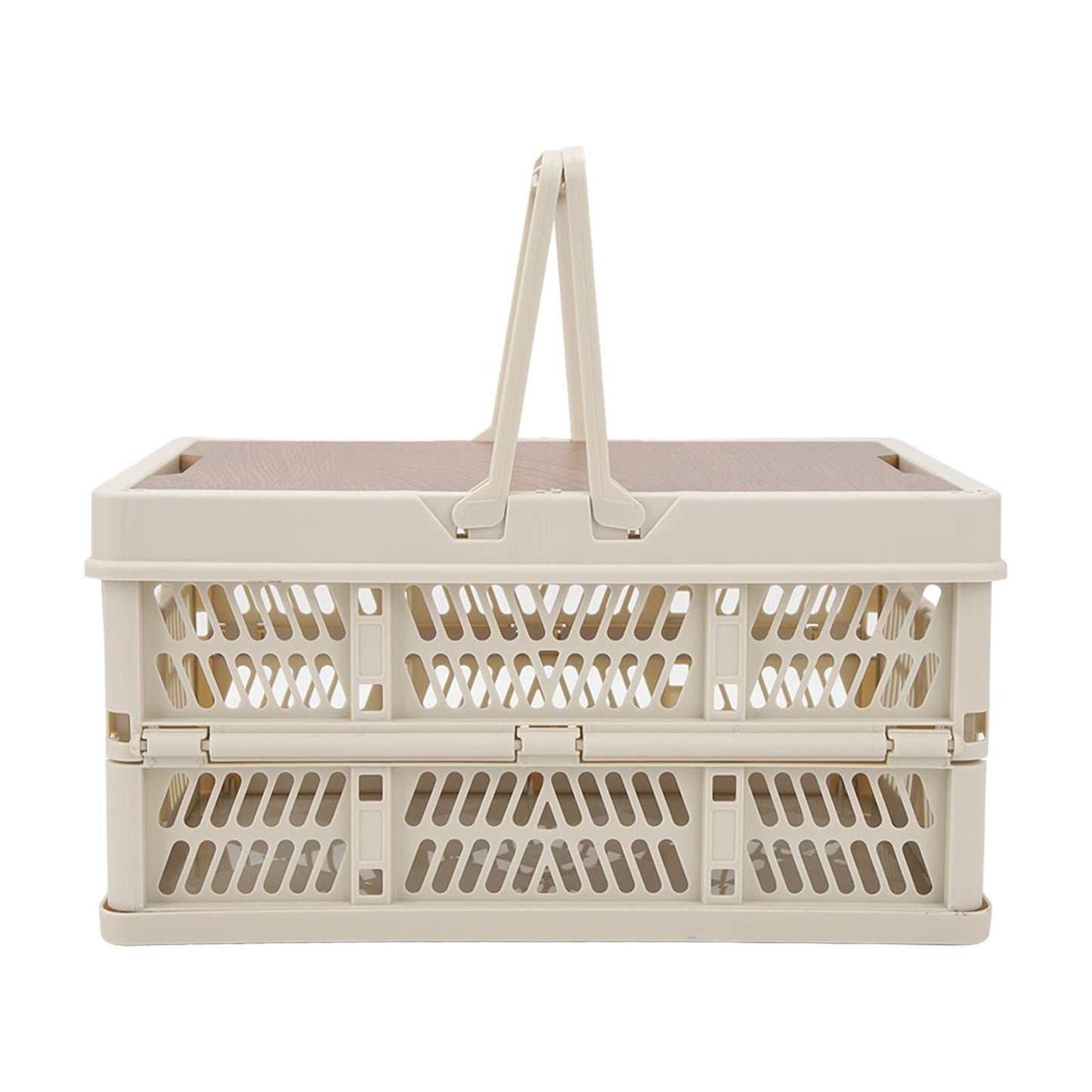 Camping Picnic Basket Foldable Large Capacity Multifunction Handheld Camping Storage Basket Camping Storage Box Grey White M