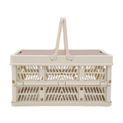 Camping Picnic Basket Foldable Large Capacity Multifunction Handheld Camping Storage Basket Camping Storage Box Grey White M