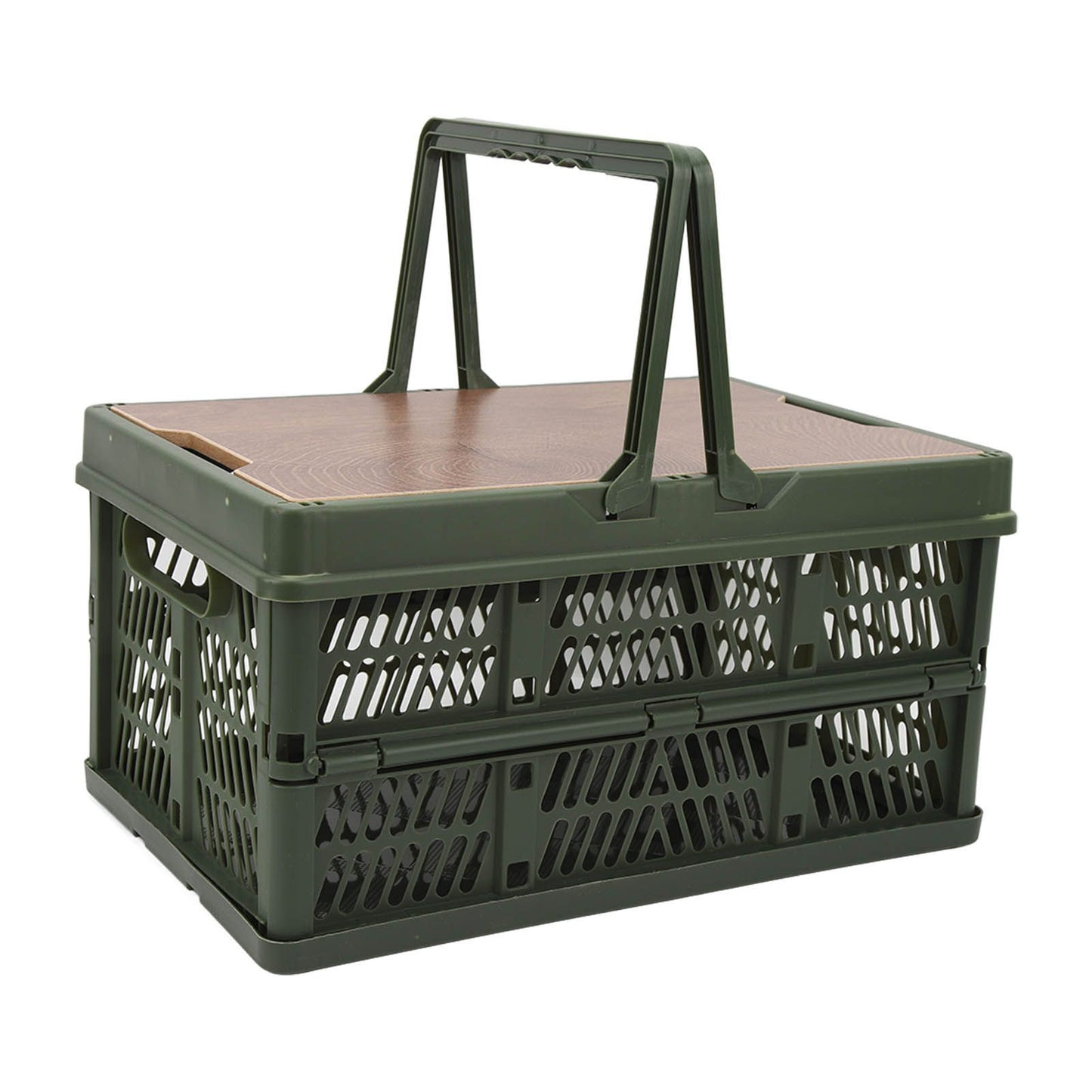 Camping Picnic Basket Foldable Large Capacity Multifunction Handheld Camping Storage Basket Camping Storage Box Green S