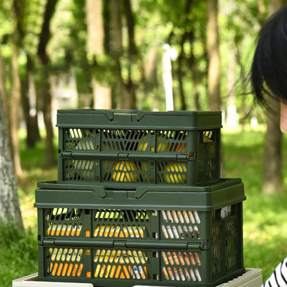 Camping Picnic Basket Foldable Large Capacity Multifunction Handheld Camping Storage Basket Camping Storage Box Green S