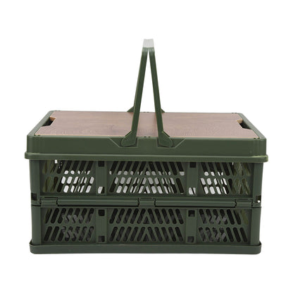 Camping Picnic Basket Foldable Large Capacity Multifunction Handheld Camping Storage Basket Camping Storage Box Green M