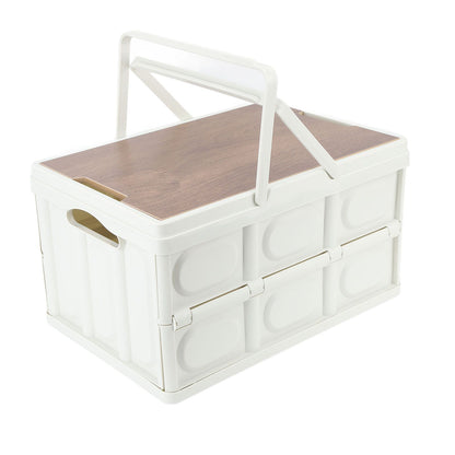 Camp Box Outdoor Camping Portable Storage Box with Handle Removable Foldable Camping Portable Wooden Lid Storage Box S
