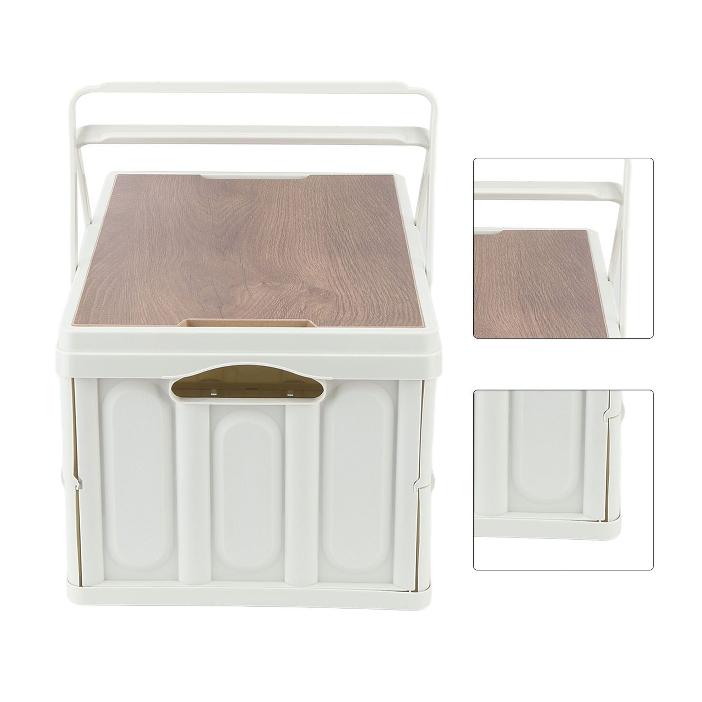 Camp Box Outdoor Camping Portable Storage Box with Handle Removable Foldable Camping Portable Wooden Lid Storage Box S