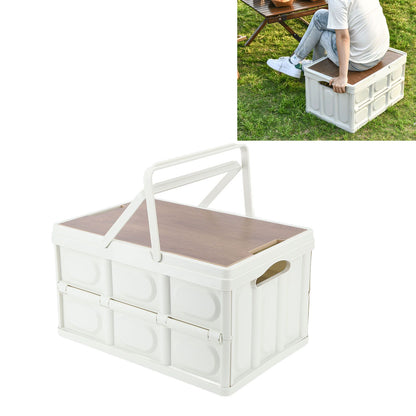 Camp Box Outdoor Camping Portable Storage Box with Handle Removable Foldable Camping Portable Wooden Lid Storage Box S