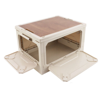 Collapsible Camping Storage Box Pulley Design Waterproof 5 Sides Opening Camping Folding Storage Bins for Car Outdoor White
