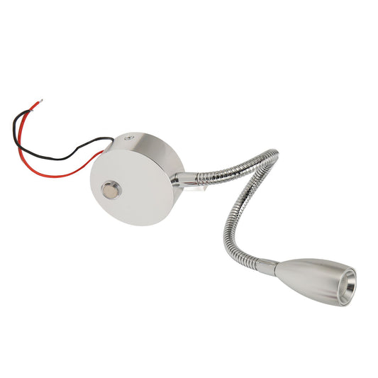 LED RV Gooseneck Bed Light with USB Port Type C Port Touch Control DC12‑24V Soft Light RV Bedside Reading Lamp for Camper Van Boat Silver