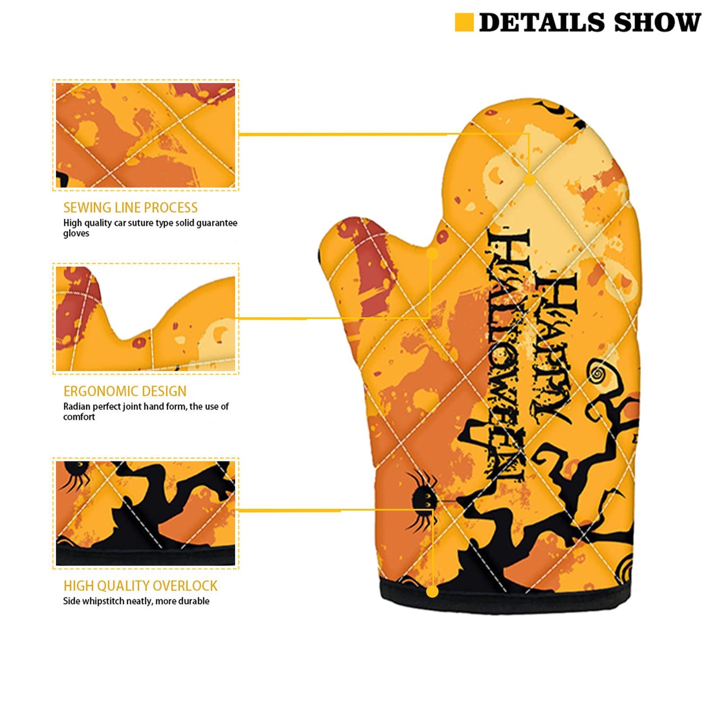 Halloween Baking Insulation Gloves Oven Microwave Oven Gloves Mat Set V1294-YM220920HR03-1-0421