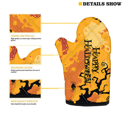 Halloween Baking Insulation Gloves Oven Microwave Oven Gloves Mat Set V1294-YM220920HR03-1-0421