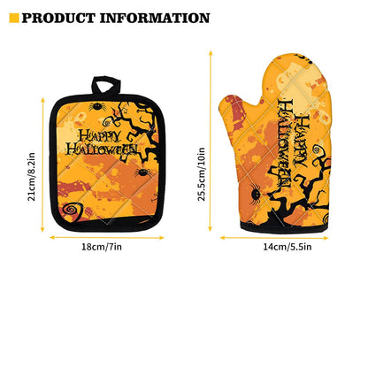 Halloween Baking Insulation Gloves Oven Microwave Oven Gloves Mat Set V1294-YM220920HR03-1-0421