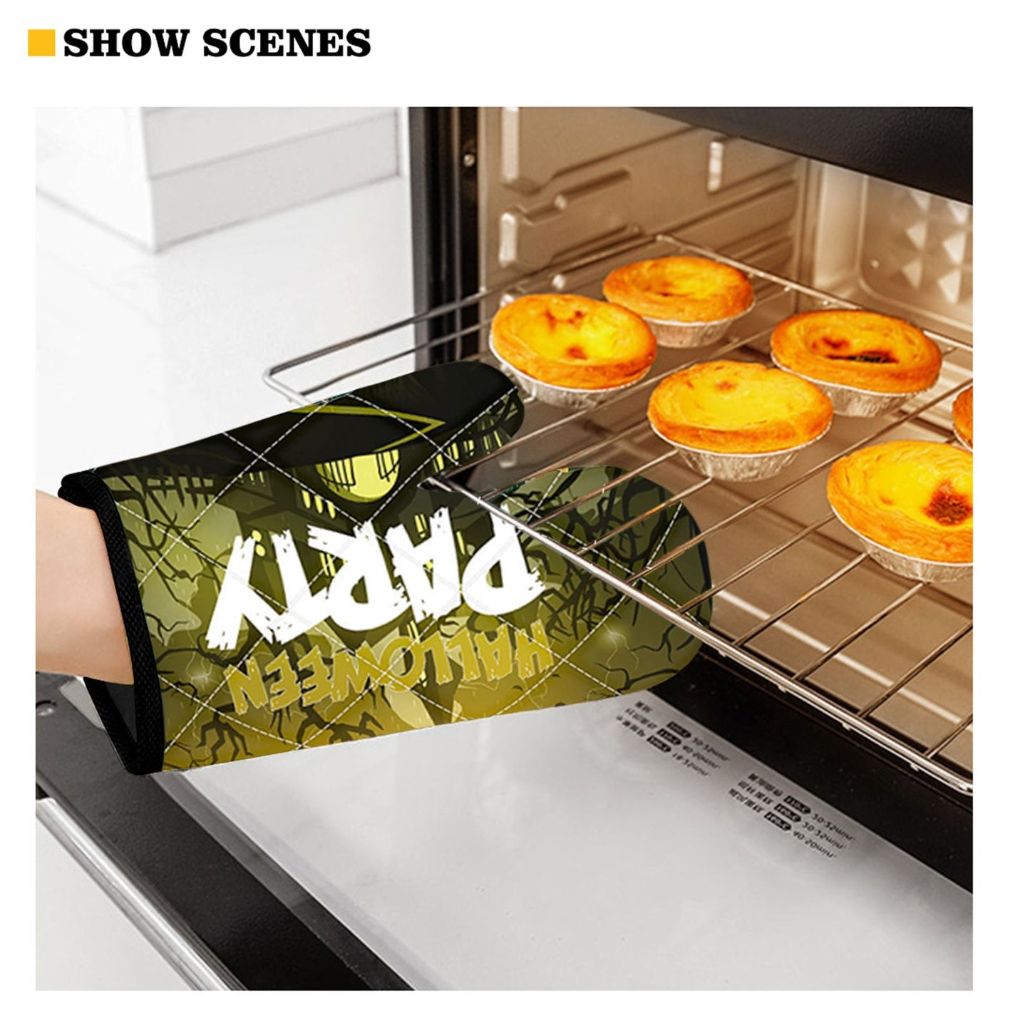 Halloween Baking Insulation Gloves Oven Microwave Oven Gloves Mat Set V1294-YM220920HR03-1-0421