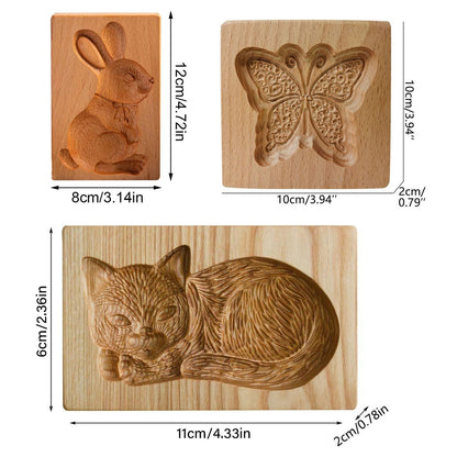 Cookie Embossing Molds Wooden Cookie Molds Biscuit Press Stamp Mold Baking Tools V1294-YM220923GW01-10-0421