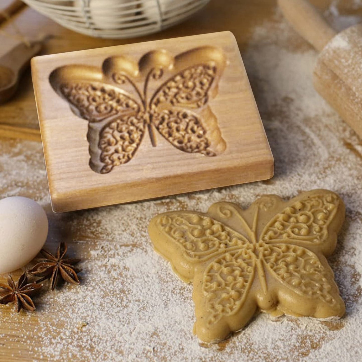 Cookie Embossing Molds Wooden Cookie Molds Biscuit Press Stamp Mold Baking Tools V1294-YM220923GW01-10-0421