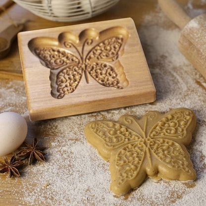 Cookie Embossing Molds Wooden Cookie Molds Biscuit Press Stamp Mold Baking Tools V1294-YM220923GW01-10-0421