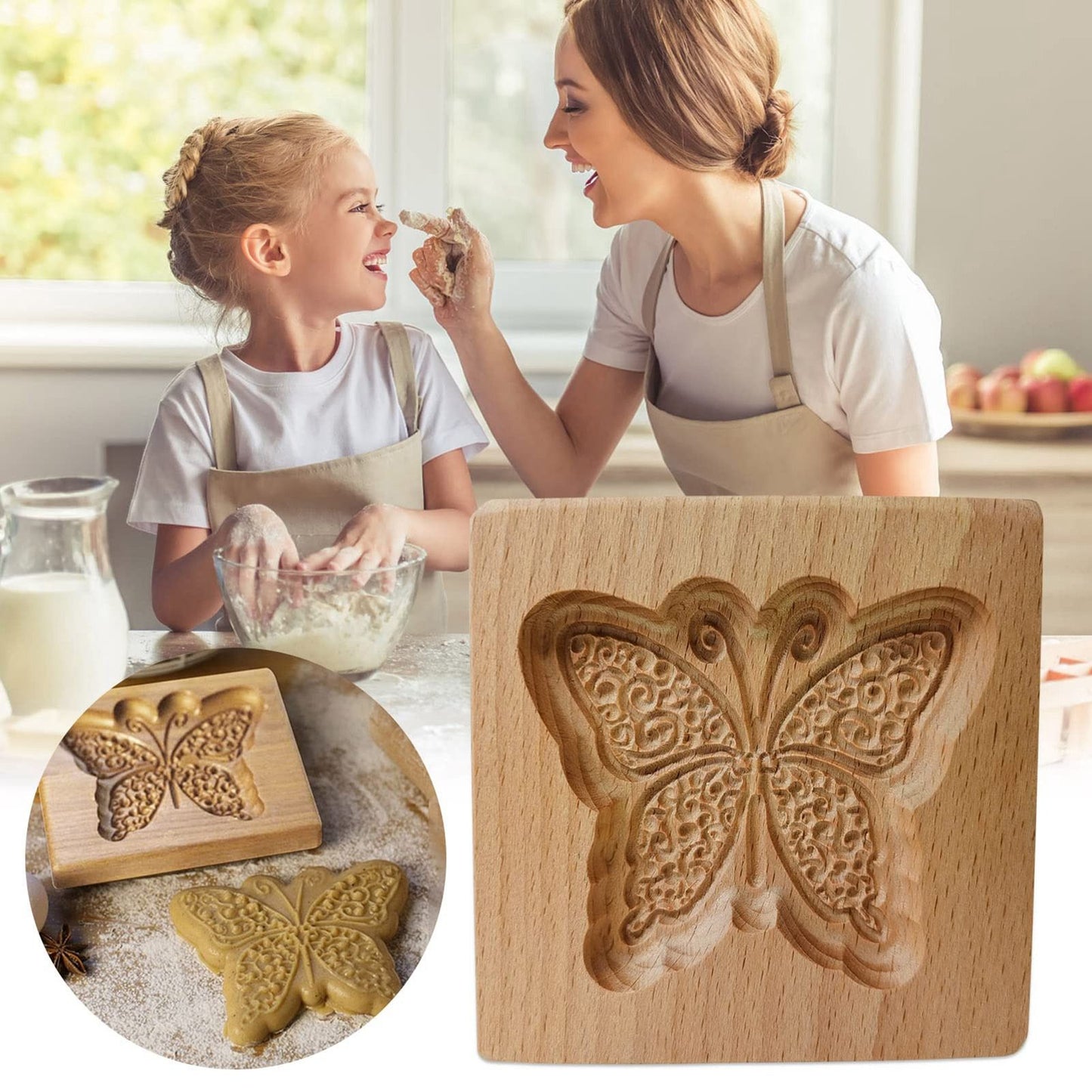 Cookie Embossing Molds Wooden Cookie Molds Biscuit Press Stamp Mold Baking Tools V1294-YM220923GW01-10-0421
