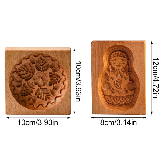 Wooden Cookie Cutter Baking Mold Carved Biscuit Cutter Embossing Mold Cookie Presses Stamps Gingerbread V1294-YM220923GW02-6-0421