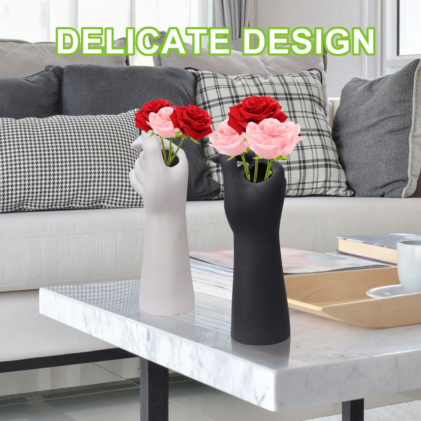 Table Vase White Color 10cm Long Ceramic Vases Decorative V1294-YM220927TW05-1-0421