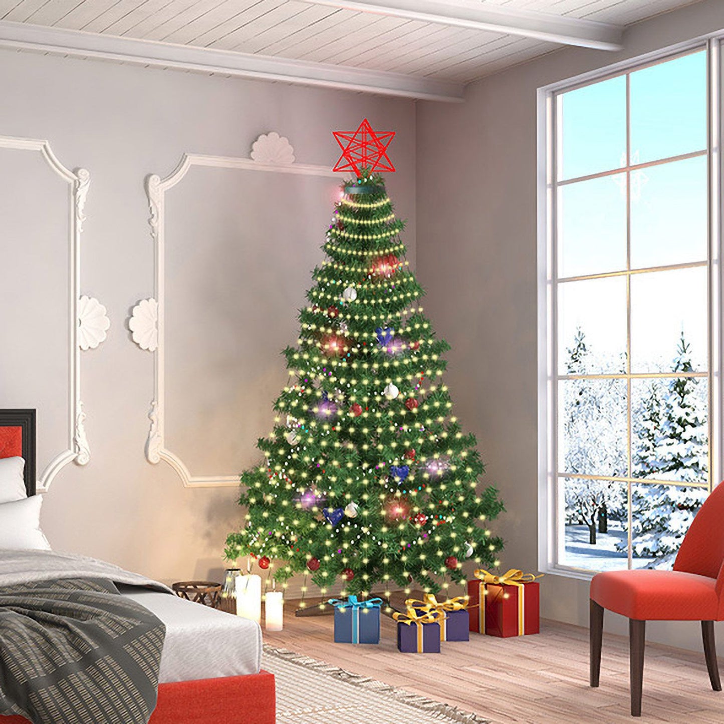 Christmas Tree Decorative Lights String Garden Layout Waterfall Lights Party Camping Atmosphere Lights LED V1294-YM220928FB02-2-0421