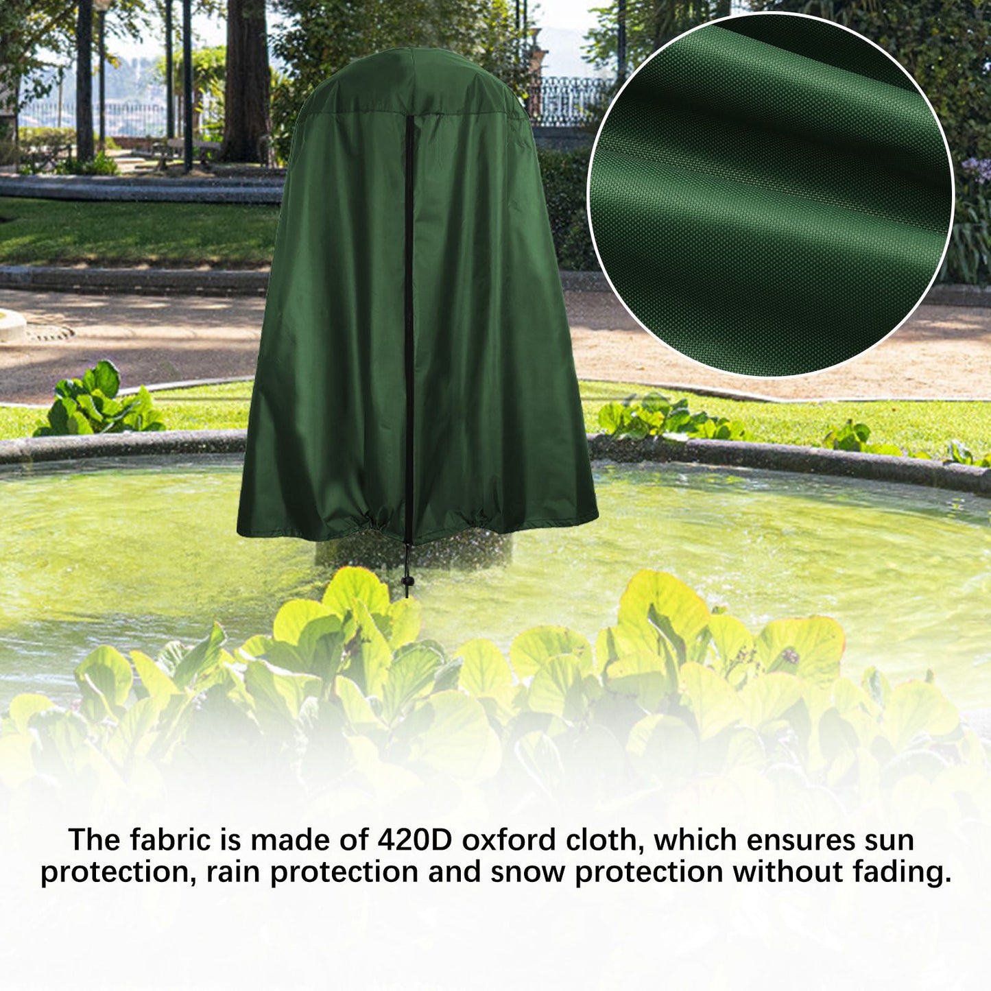 Garden Fountain Statue Protective Cover Silver Coated Oxford Cloth Waterproof Windproof Fountain Protector V1294-YM220928YA04-1-0421